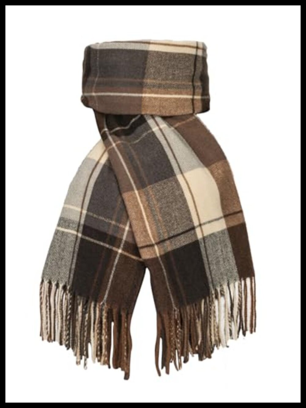 Oversized Plaid Scarf with Tassels Winter Shawl Wrap Blanket 100% Polyester
